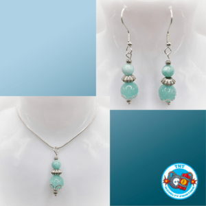 EARINGS, NECKLACE, NECKLACE SET MINT ANGELITE