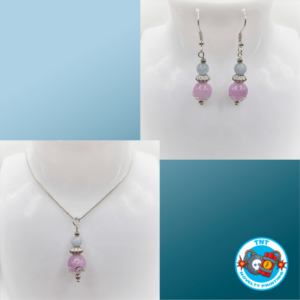 EARINGS, NECKLACE, BLUE PURPLE MORGANITE EARINGSL BLUE PURPLE MORANITE NECKLACE