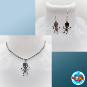 EARRINGS NECKLACE SET, EARINGS & NECKLACE DANCING SKELETONS