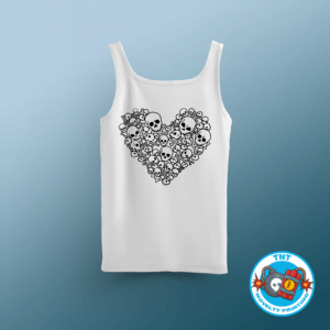 GIRLS TANK TOP, HEART GIRLS TANK TOP, SKULLS GIRLS TANK TOP, HEART SHAPED SKULLS GIRLS TANK TOP