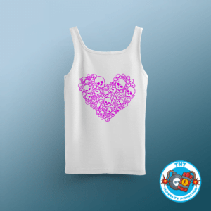 GIRLS TANK TOP, HEART GIRLS TANK TOP, SKULLS GIRLS TANK TOP, HEART SHAPED SKULLS GIRLS TANK TOP