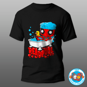 MENS SHIRT, DEADPOOL SHIRT, MARVEL, AVENGERS, SUPERHERO, COMICS, CARTOONS, BATH TUB, DUCK, FUNKO SHIRT