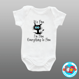 BABY ROMPER, ROMPER, STRESSED OUT CAT ROMPER, FUNNY ROMPER, CUTE ROMPER, ITS FINE ROMPER