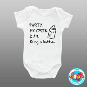 BABY ROMPER, ROMPER, PARTY AT MY CRIB ROMPER, FUNNY ROMPER, CUTE ROMPER