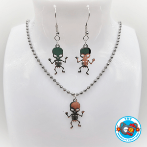 EARRING & NECKLACE, EARINGS & NECKLACE DANCING SKELETON