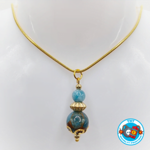 NECKLACE, NECKLACE BLUE LAKE CLOISONNE & CHALCEDONY