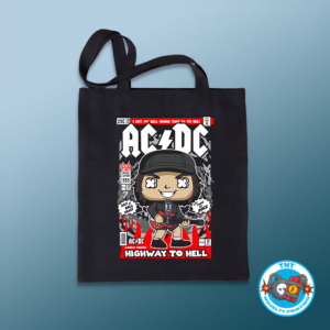 TOTE BAG, ACDC TOTE BAG, ANGUS YOUNG TOTE BAG, ROCK N ROLL TOTE BAG