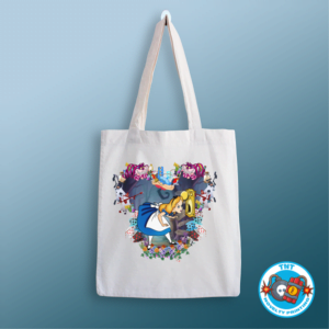 TOTE BAG, ALICE IN WONDERLAND TOTE BAG, CARTOON TOTE BAG, RETRO TOTR BAG