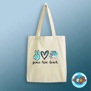 TOTE BAG, PEACE LOVE BEACH TOTE BAG, VIBRANT TOTE BAG