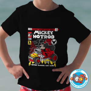 BOYS SHIRT, MICKEY MOUSE SHIRT, HOTROD SHIRT, BOYS HOTROD SHIRT, RETRO SHIRT, CARTOON SHIRT