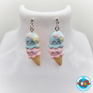 Triple Scoop earrings, ice cream earrings, dessert earrings, kawaii earrings, sundae earrings