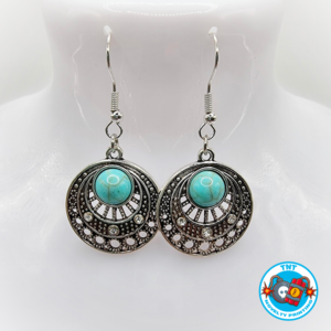 Aztec earrings, blue Silver earrings, rose gold earrings, antique earrings,